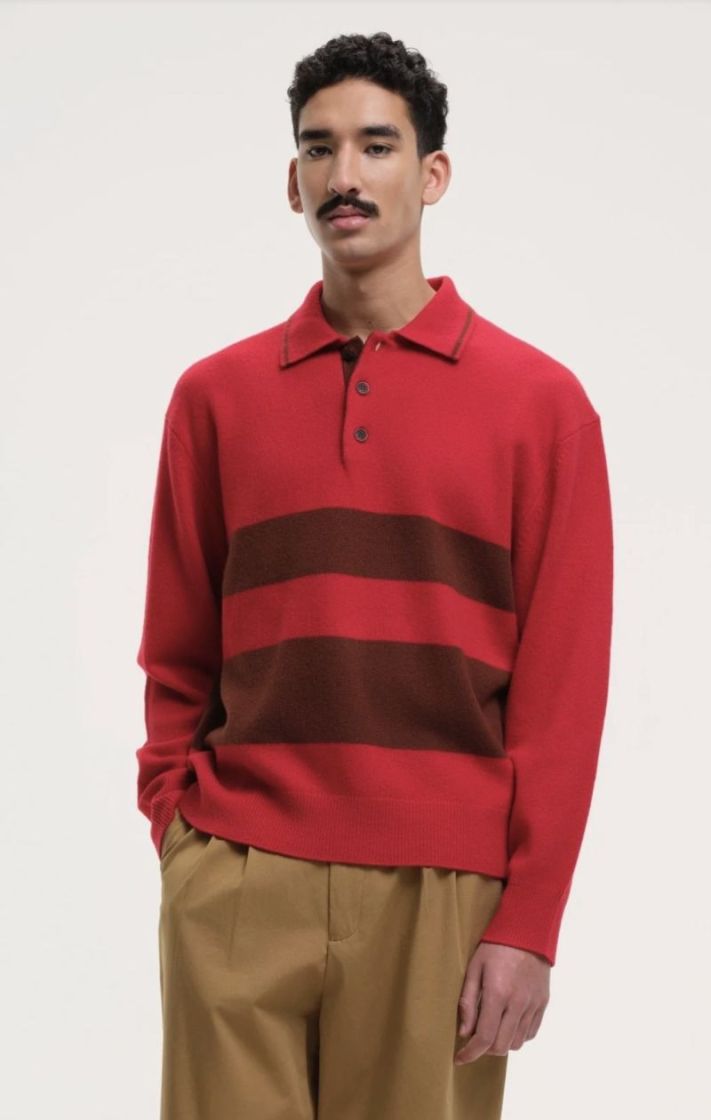 Yourhouse striped polo knit Red