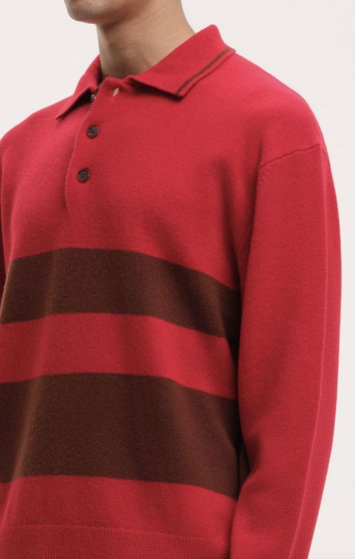 Yourhouse striped polo knit Red