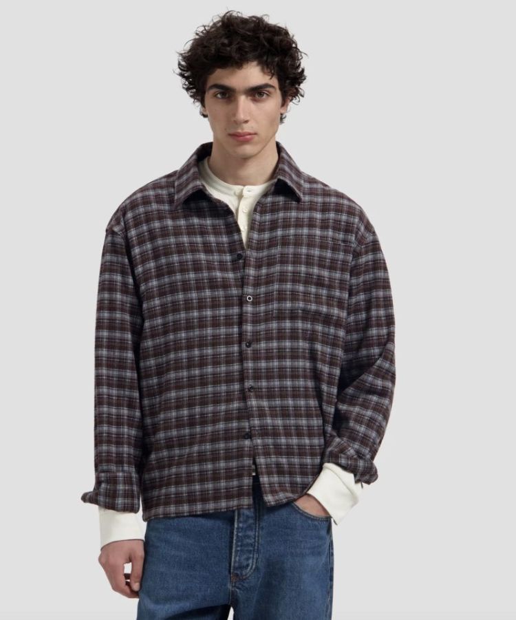 Flannel boxy shirt Chocolate plum 